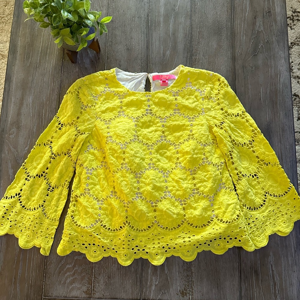 Lilly Pulitzer Yellow Lace Blouse